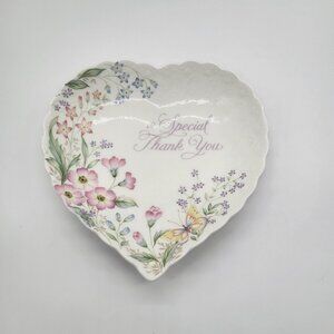 Vintage Mikasa Bone China Heart-Shaped Dish "A Special Thank You" Floral Design